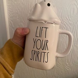 Rae Dunn Halloween mug with ghost topper